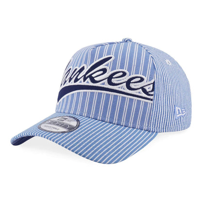 This is a New York Yankees MLB Patchwork Open Blue 9FORTY A-Frame Adjustable Cap 1