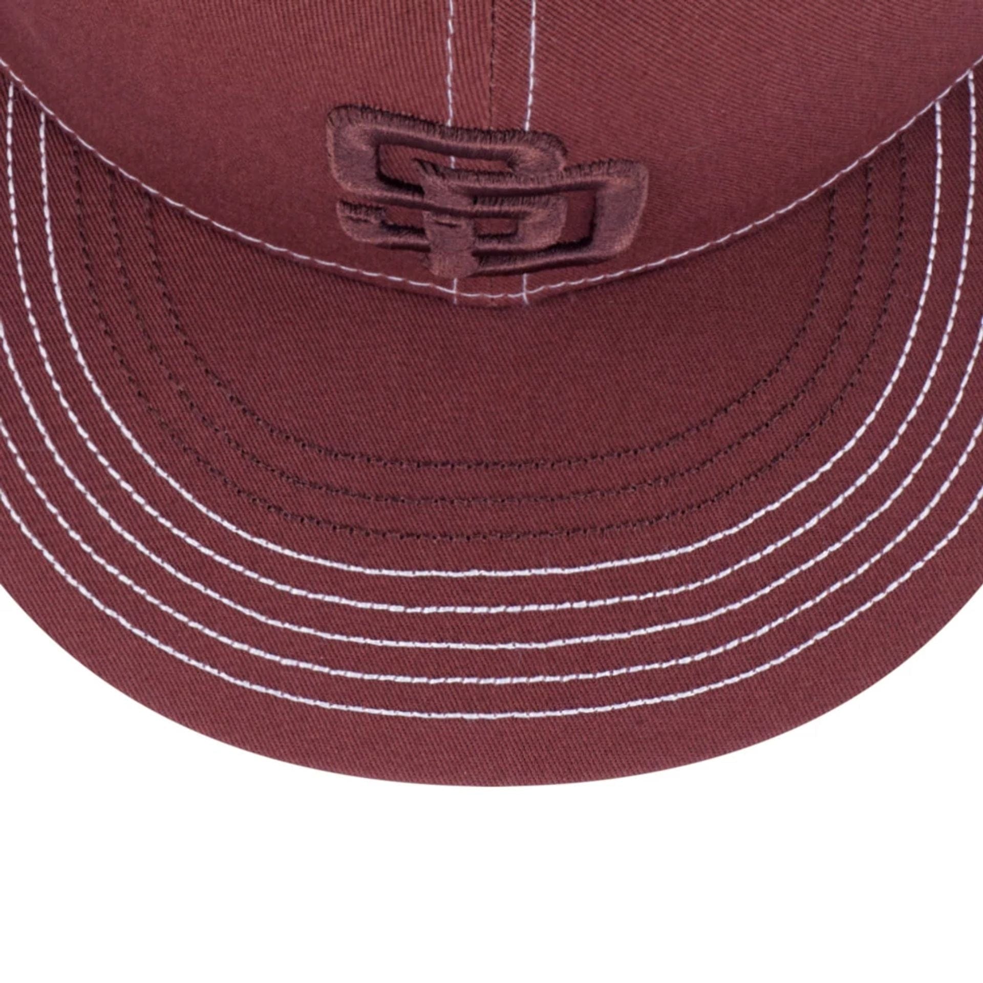 Pictured is this MLB Contrast Stitching San Diego Padres 9FIFTY Snapback cap in brown. 4