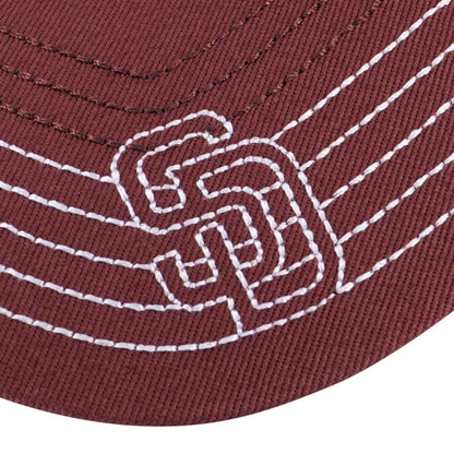 Pictured is this MLB Contrast Stitching San Diego Padres 9FORTY cap in brown. 6