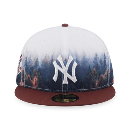 Pictured is this MLB Forest New York Yankees 59FIFTY Fitted cap in dark blue. 2