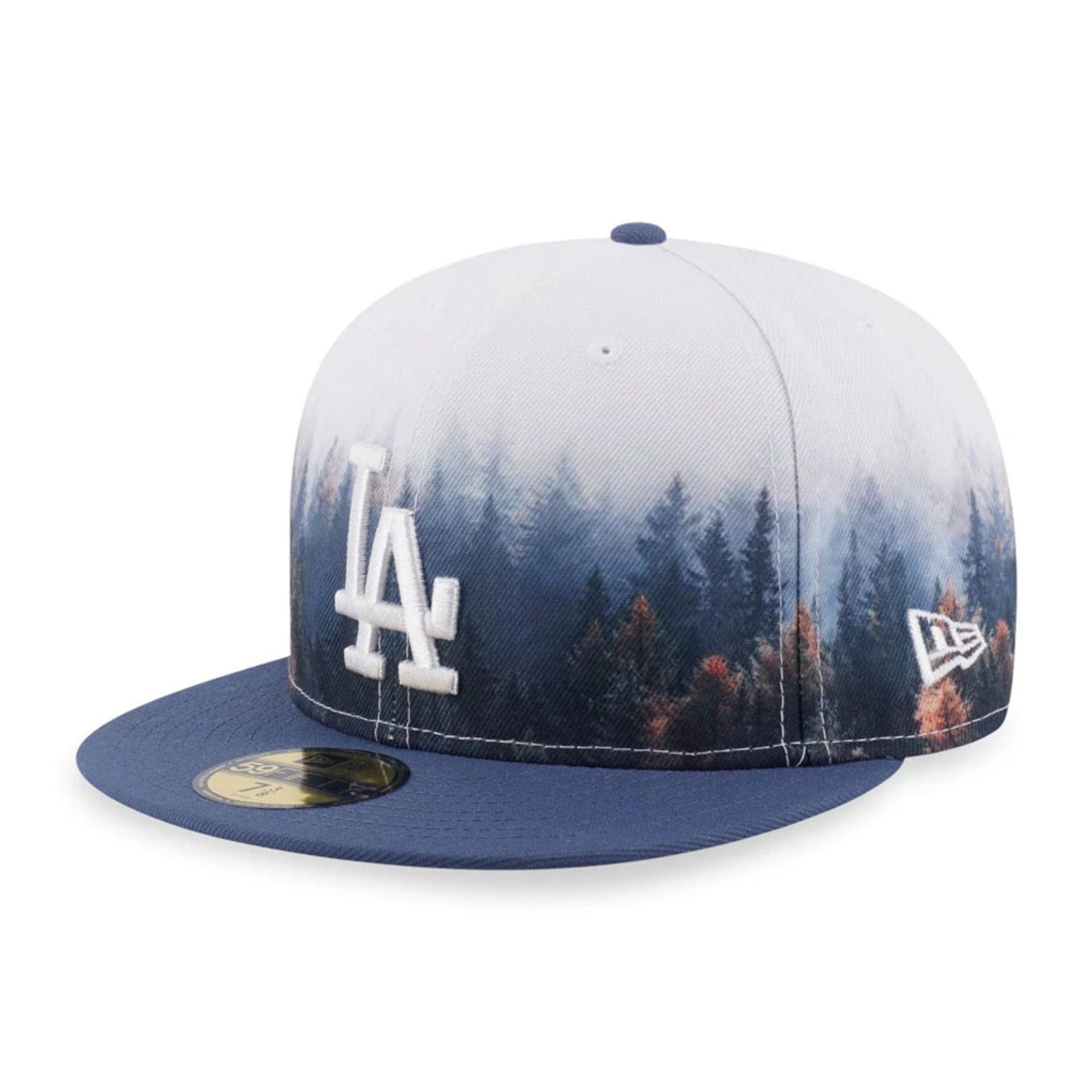 Pictured is this MLB Forest LA Dodgers 59FIFTY Fitted cap in dark blue. 1