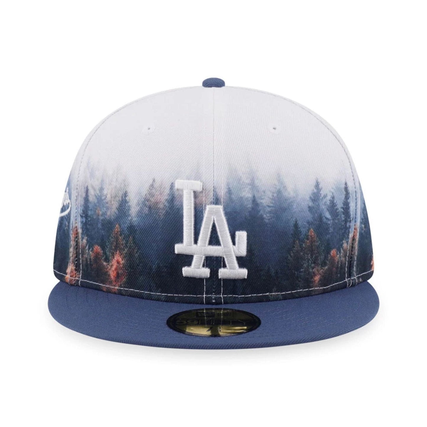 Pictured is this MLB Forest LA Dodgers 59FIFTY Fitted cap in dark blue. 2
