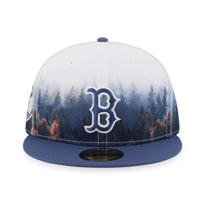 Pictured is this MLB Forest Boston Red Sox 59FIFTY Fitted cap in dark blue. 2