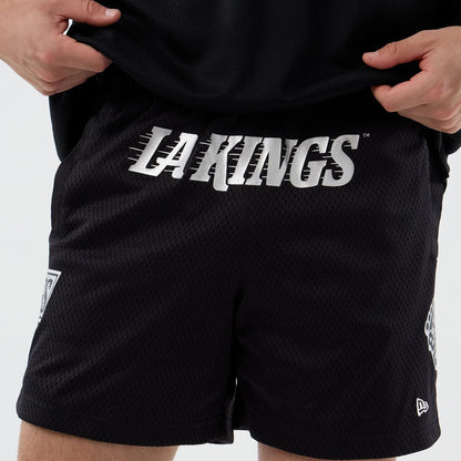 The Male model is wearing LA Kings NHL Street Culture Black Oversized Shorts  5