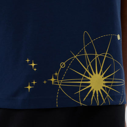 The model is wearing this New Era Cosmic Craft T-Shirt in blue. 6