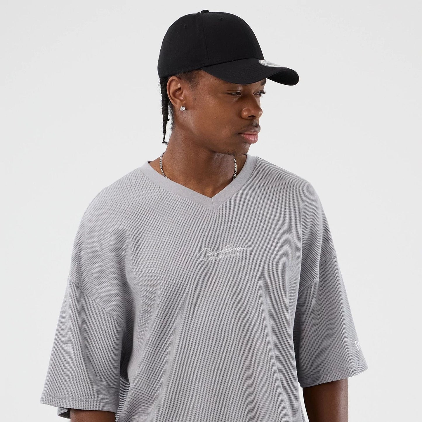 The Male model is wearing New Era Basic Grey T-Shirt 6