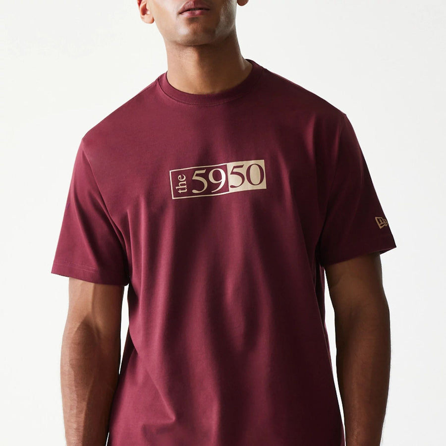 The Male model is wearing A-Frame 59FIFTY Fitted Cap Description Dark Red T-Shirt 3