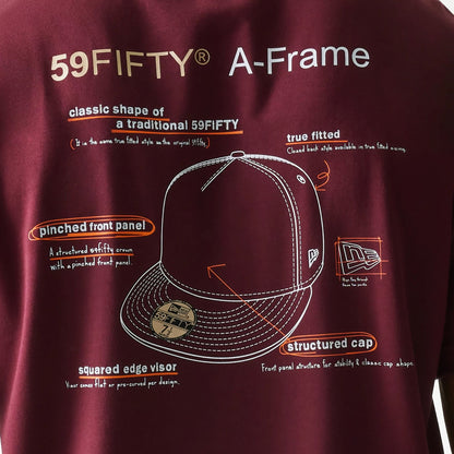 The Male model is wearing A-Frame 59FIFTY Fitted Cap Description Dark Red T-Shirt 6