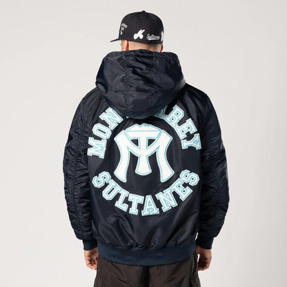 The Male model is wearing Sultanes De Monterrey LMB X Alpha Navy Jacket 2