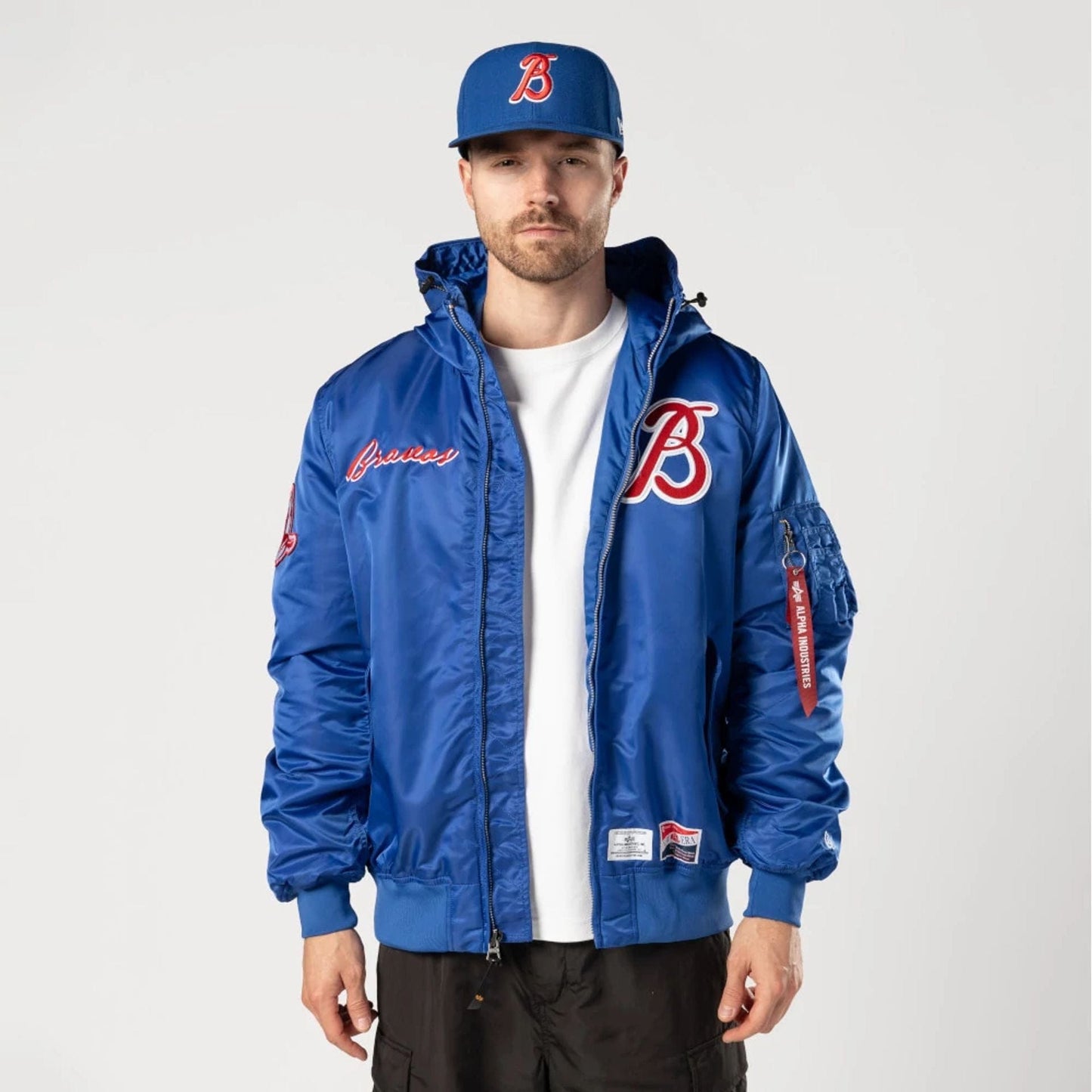 The Male model is wearing Leon Bravos LMB X Alpha Blue Jacket 1