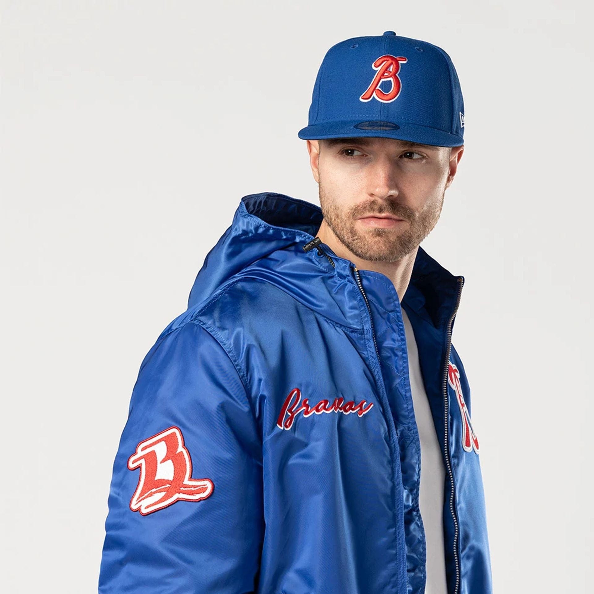 The Male model is wearing Leon Bravos LMB X Alpha Blue Jacket 6