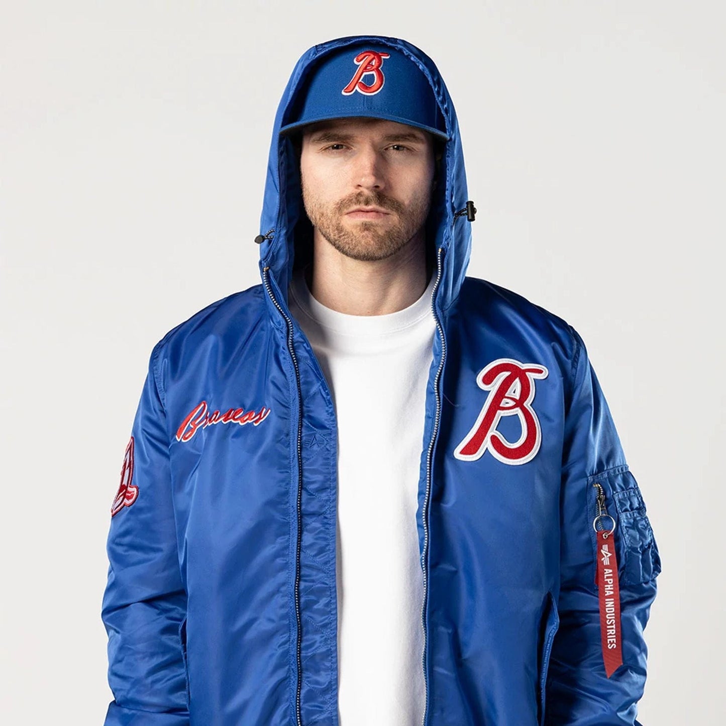 The Male model is wearing Leon Bravos LMB X Alpha Blue Jacket 3