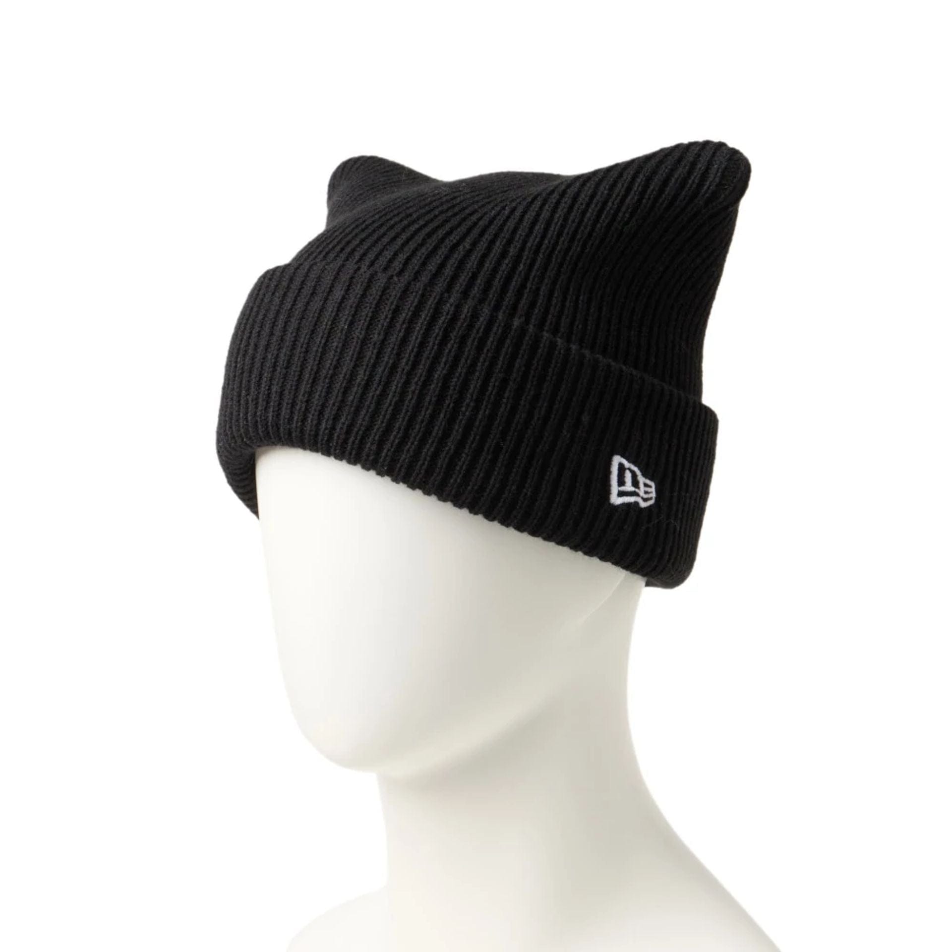 This is a  New Era Black Rib Knit Beanie Hat 1