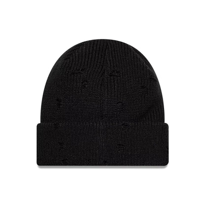 This is a  New Era Distressed Black Cuff Knit Beanie Hat 2
