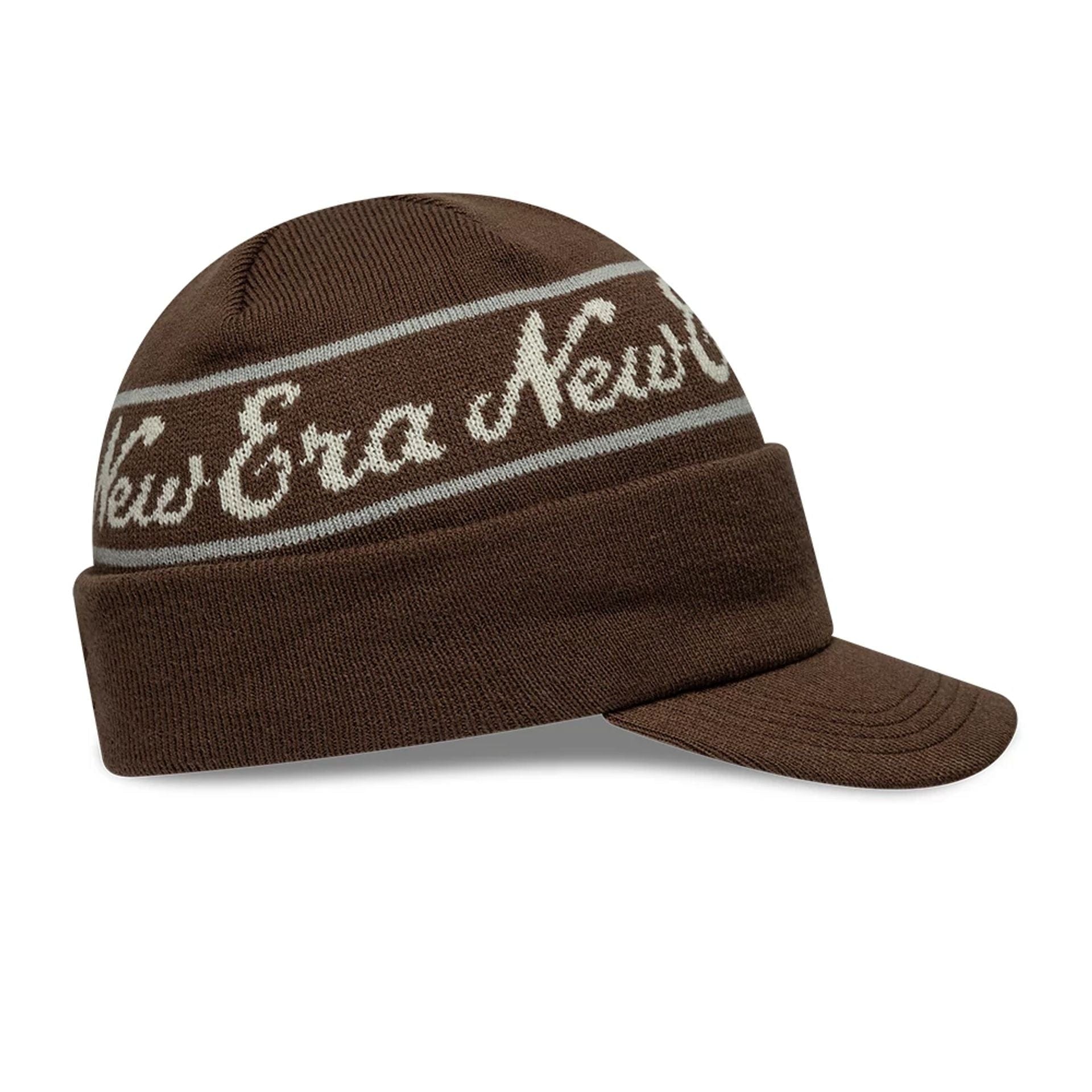 This is a New Era Dark Brown Visor Knit Beanie Hat 5