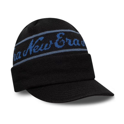 This is a New Era Black Visor Knit Beanie Hat 3
