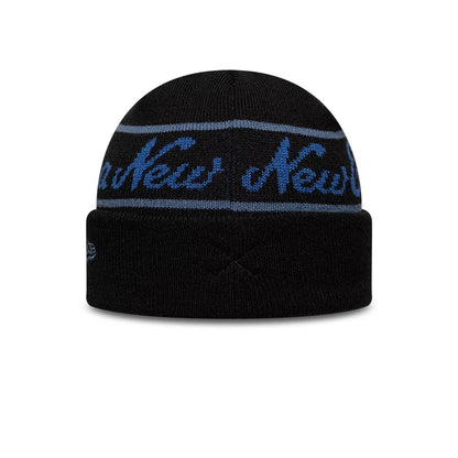 This is a New Era Black Visor Knit Beanie Hat 6