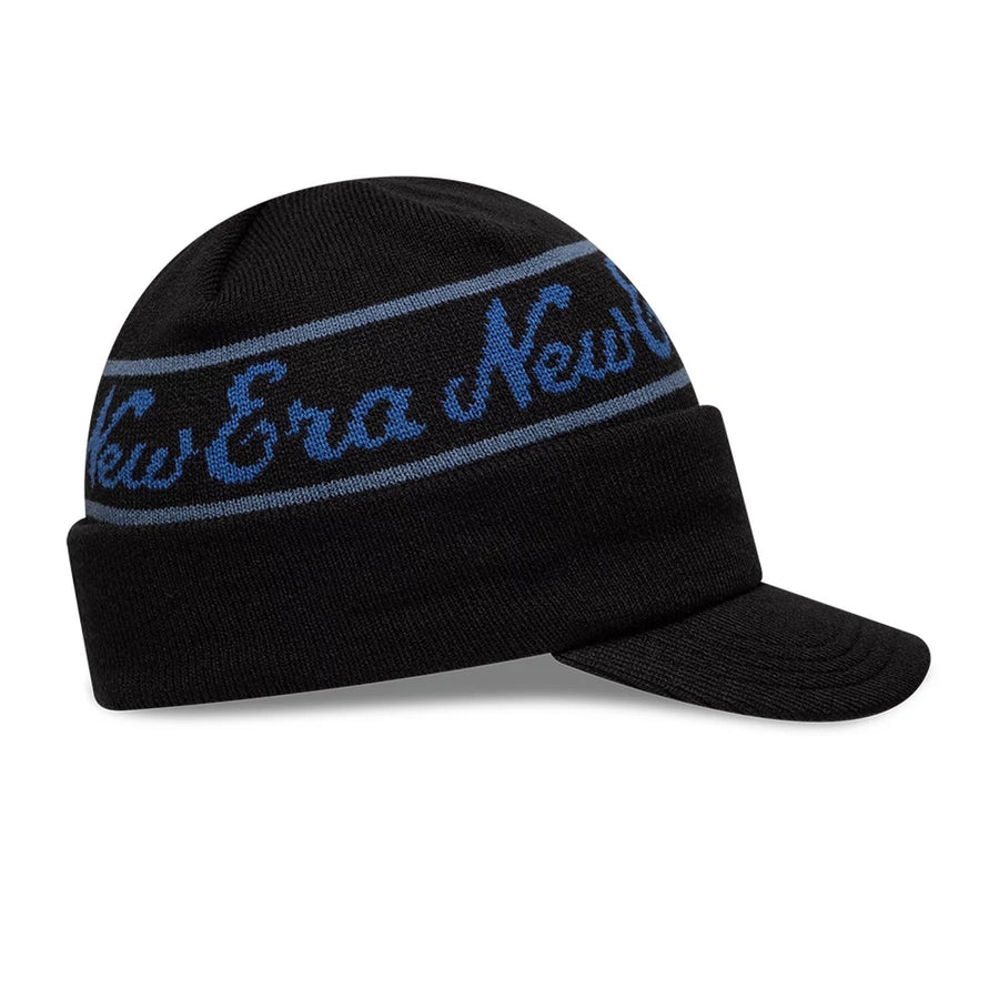 This is a New Era Black Visor Knit Beanie Hat 5