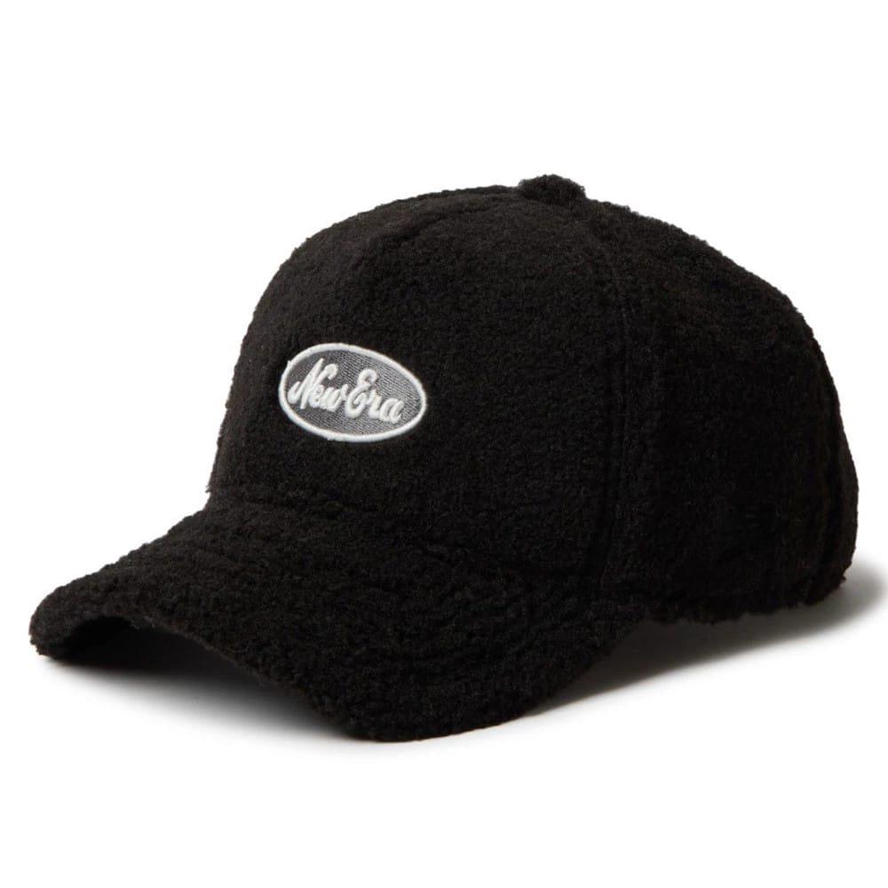 This is a  Womens New Era Oval Logo Boa Black 9FORTY A-Frame Adjustable Cap 1
