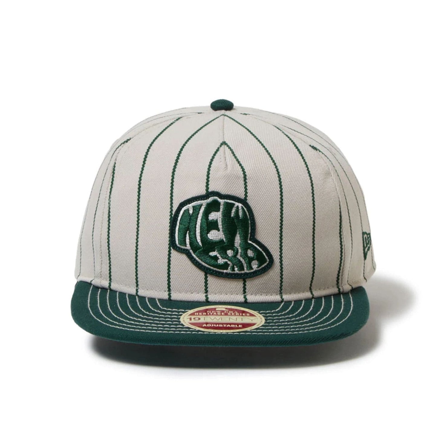 This is a New Era Heritage Stripe Dark Green 19TWENTY Adjustable Cap 2