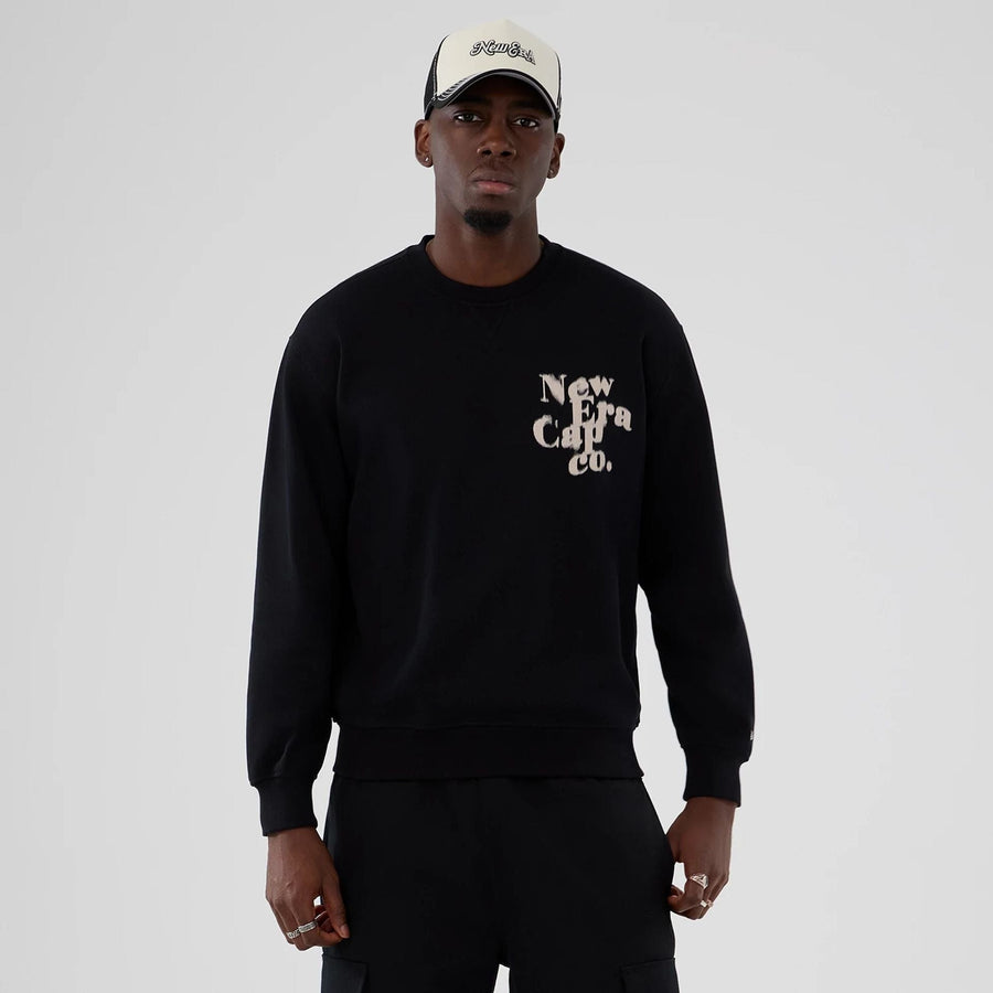 The Male model is wearing New Era Cap Company Black Crew Neck Sweater 1