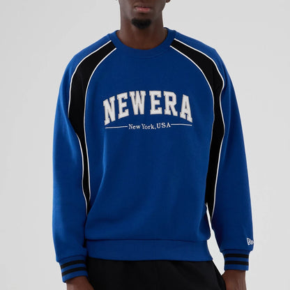 The Male model is wearing New Era Colour Block Navy Crew Neck Sweater 5