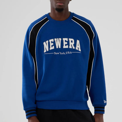 The Male model is wearing New Era Colour Block Navy Crew Neck Sweater 5