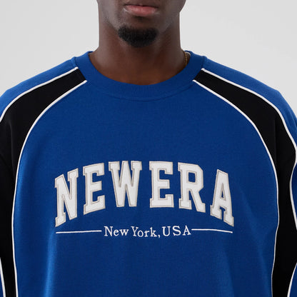 The Male model is wearing New Era Colour Block Navy Crew Neck Sweater 3