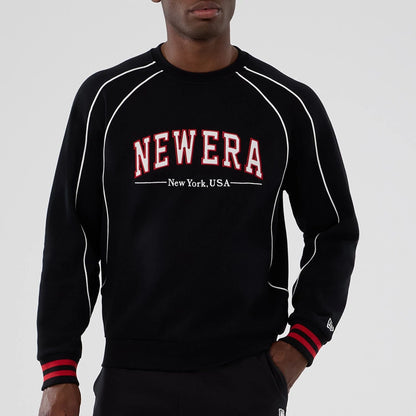 The Male model is wearing New Era Colour Block Black Crew Neck Sweater 7