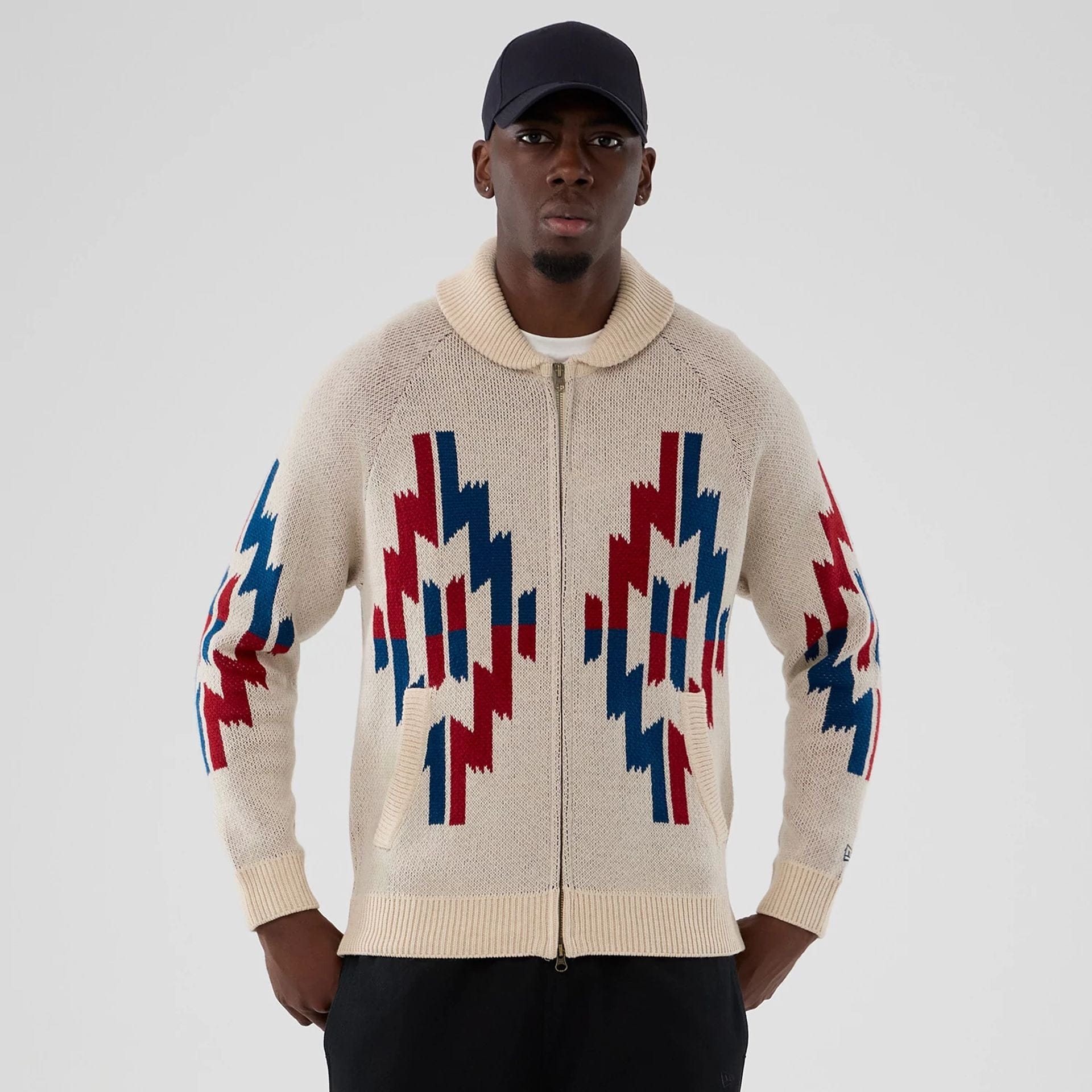 The Male model is wearing  New Era Organic Cowichan Natural Cardigan  1