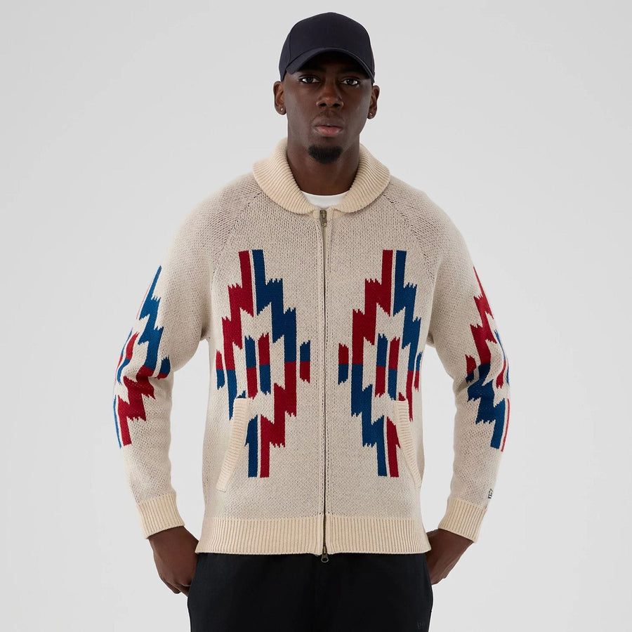 The Male model is wearing  New Era Organic Cowichan Natural Cardigan  1