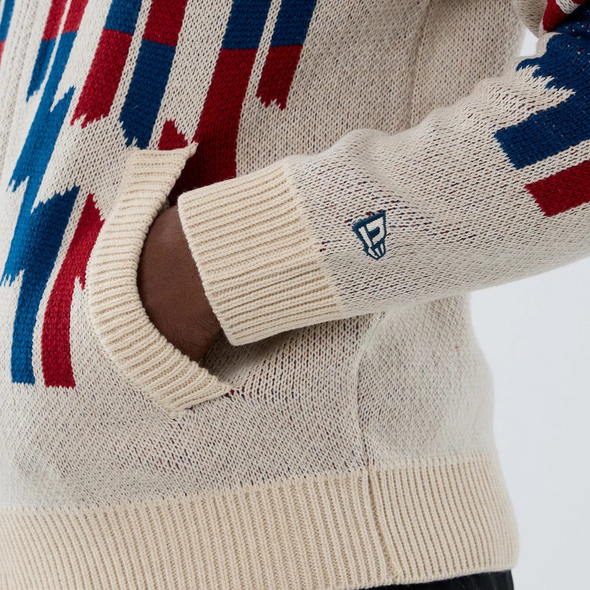 The Male model is wearing  New Era Organic Cowichan Natural Cardigan 4