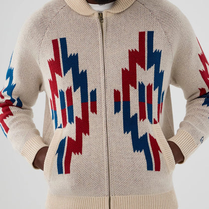 The Male model is wearing  New Era Organic Cowichan Natural Cardigan 3