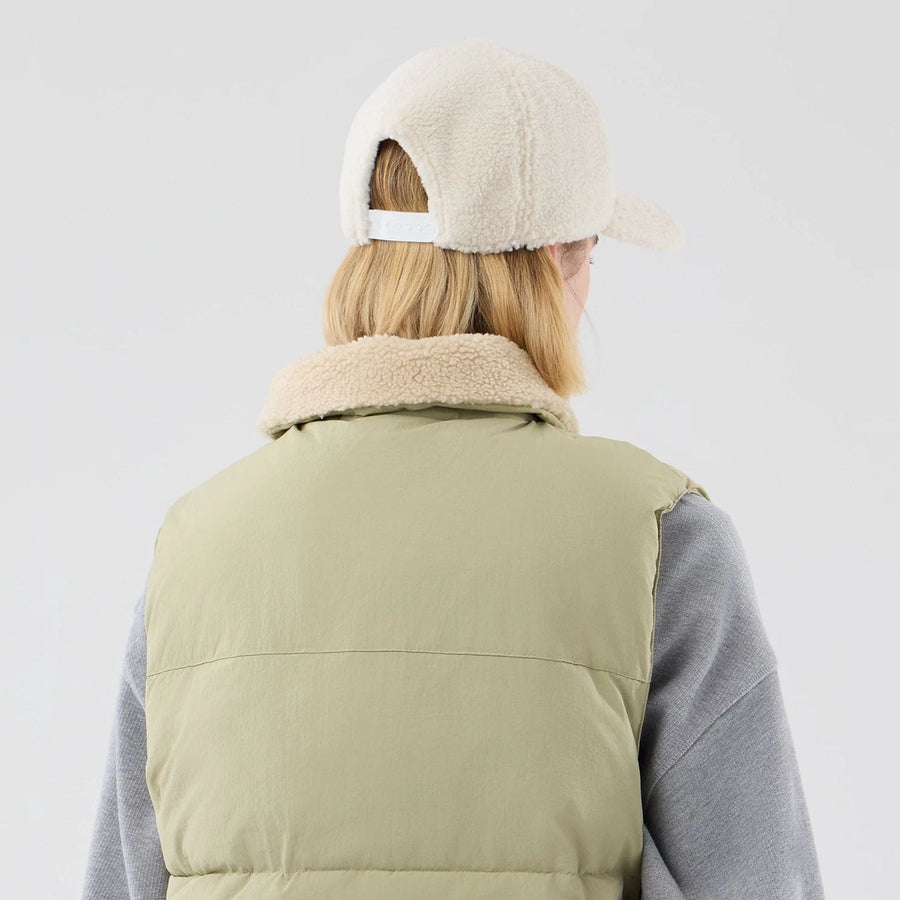 The Male model is wearing  New Era Organic Boa Neck Khaki Gilet  7