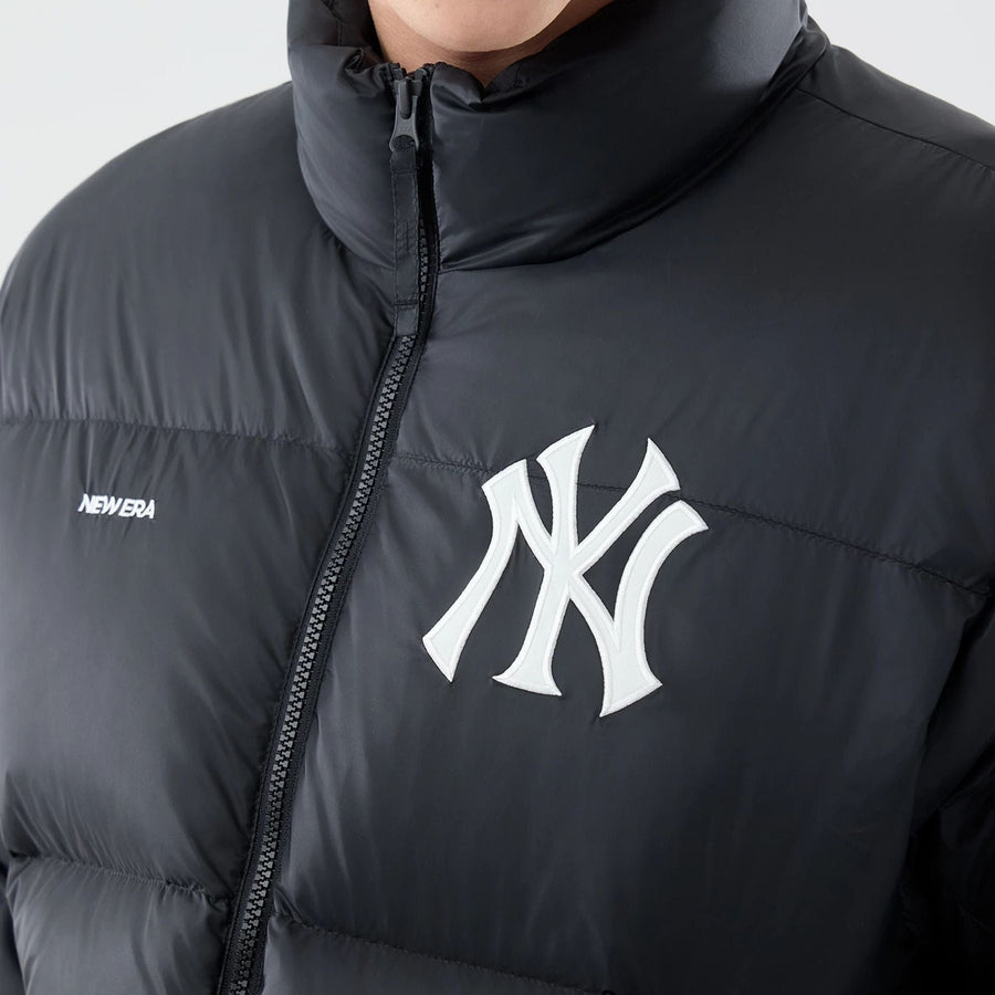 The Male model is wearing New York Yankees MLB Black Puffer Down Jacket  3