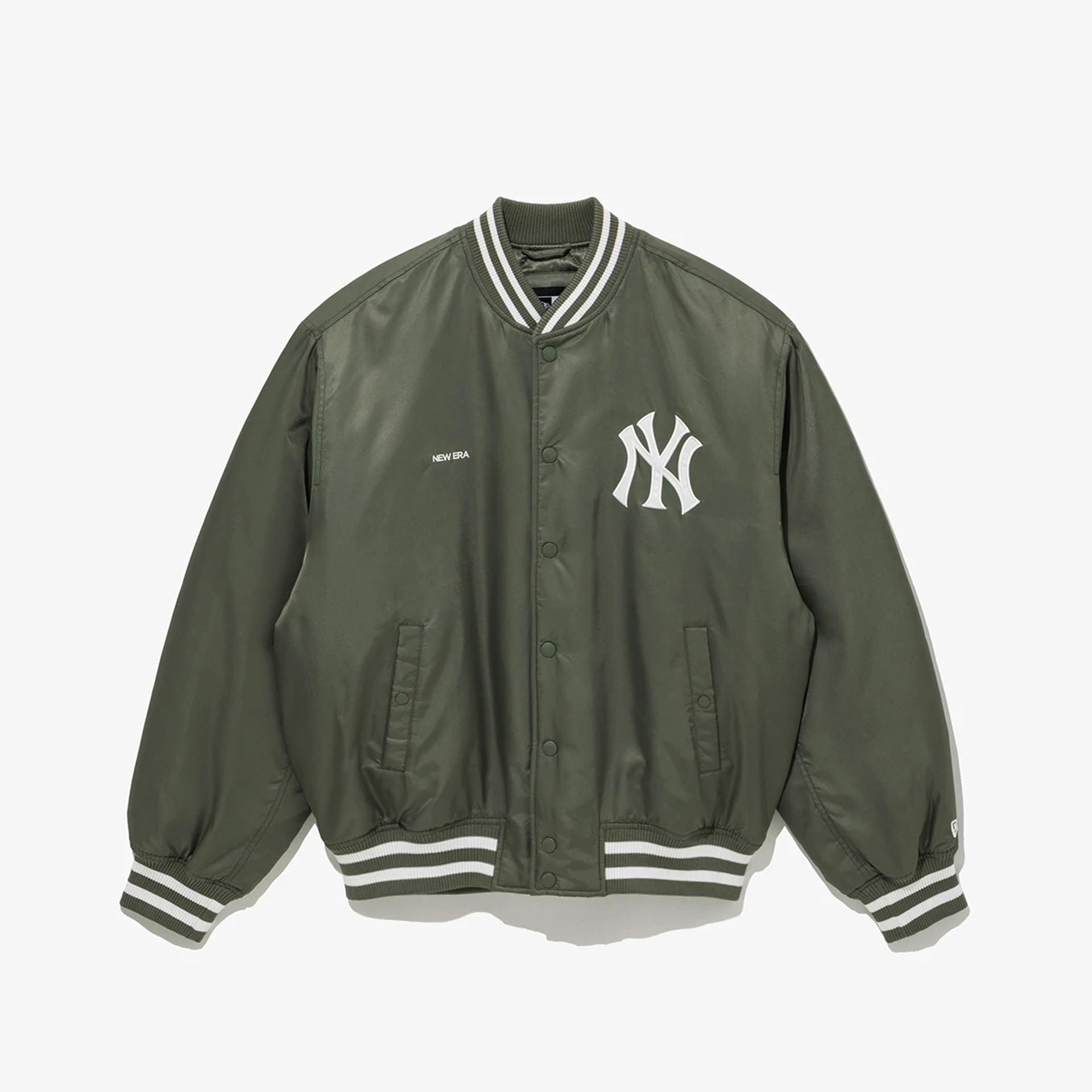 The Male model is wearing New York Yankees MLB Green Stadium Jacket  1