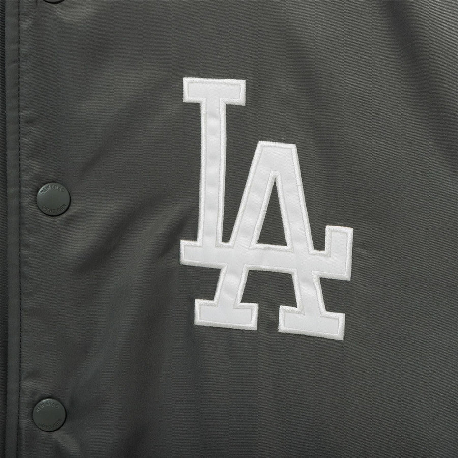 The Male model is wearing LA Dodgers MLB Grey Stadium Jacket  11