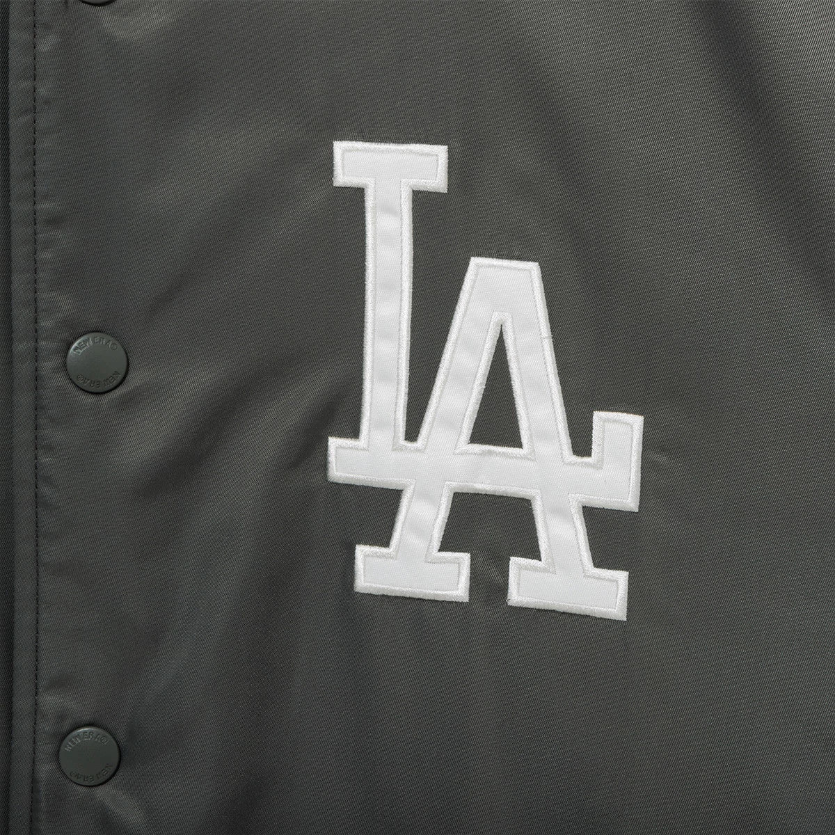 The Male model is wearing LA Dodgers MLB Grey Stadium Jacket 11
