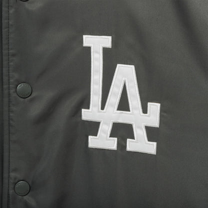 The Male model is wearing LA Dodgers MLB Grey Stadium Jacket 11