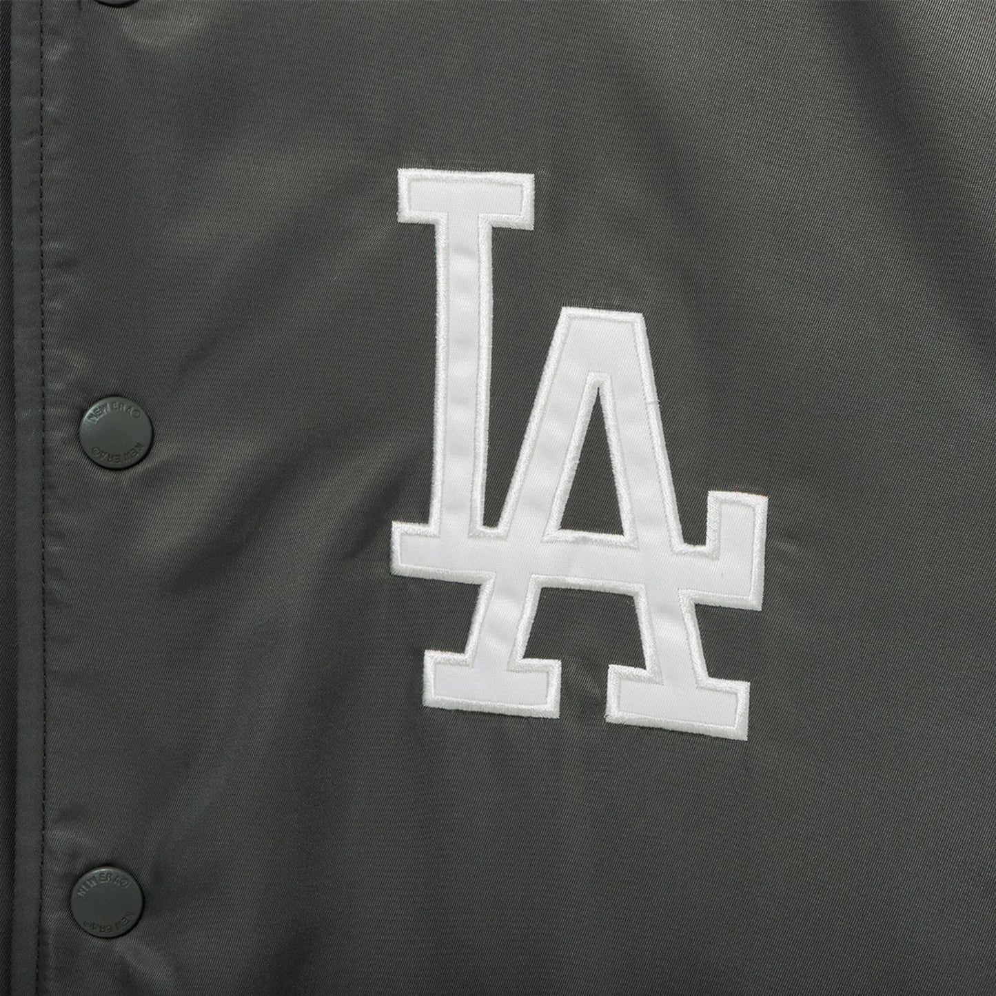 The Male model is wearing LA Dodgers MLB Grey Stadium Jacket  11