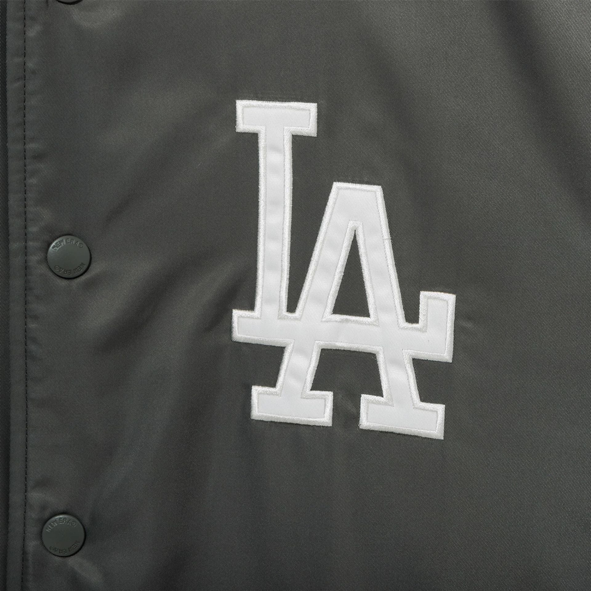 The Male model is wearing LA Dodgers MLB Grey Stadium Jacket  11