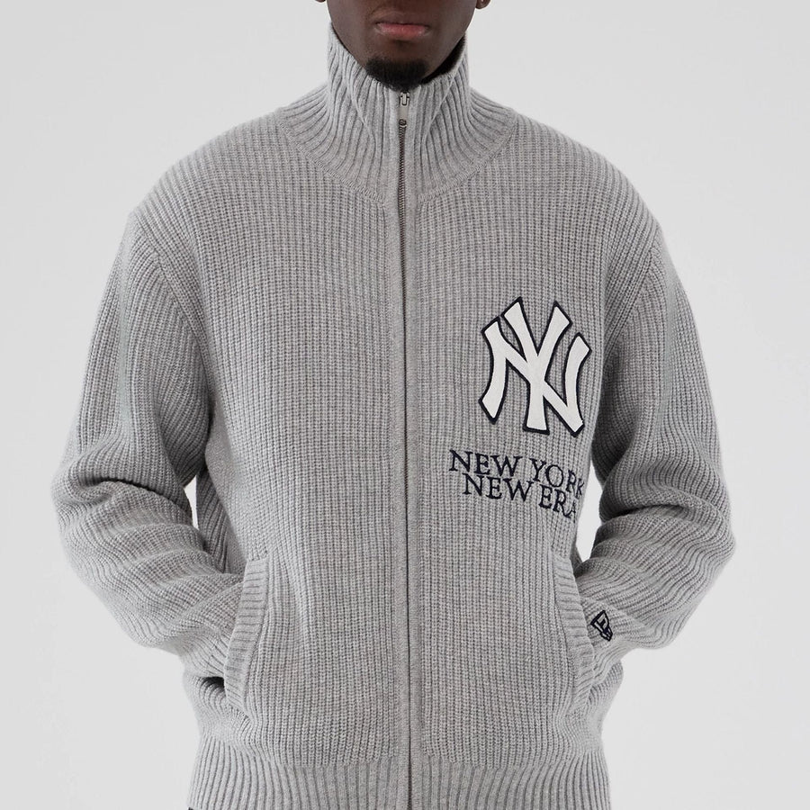 The Male model is wearing New York Yankees MLB Grey Cardigan  7