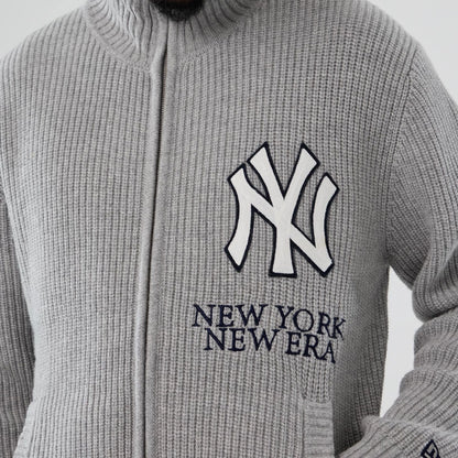 The Male model is wearing New York Yankees MLB Grey Cardigan  3