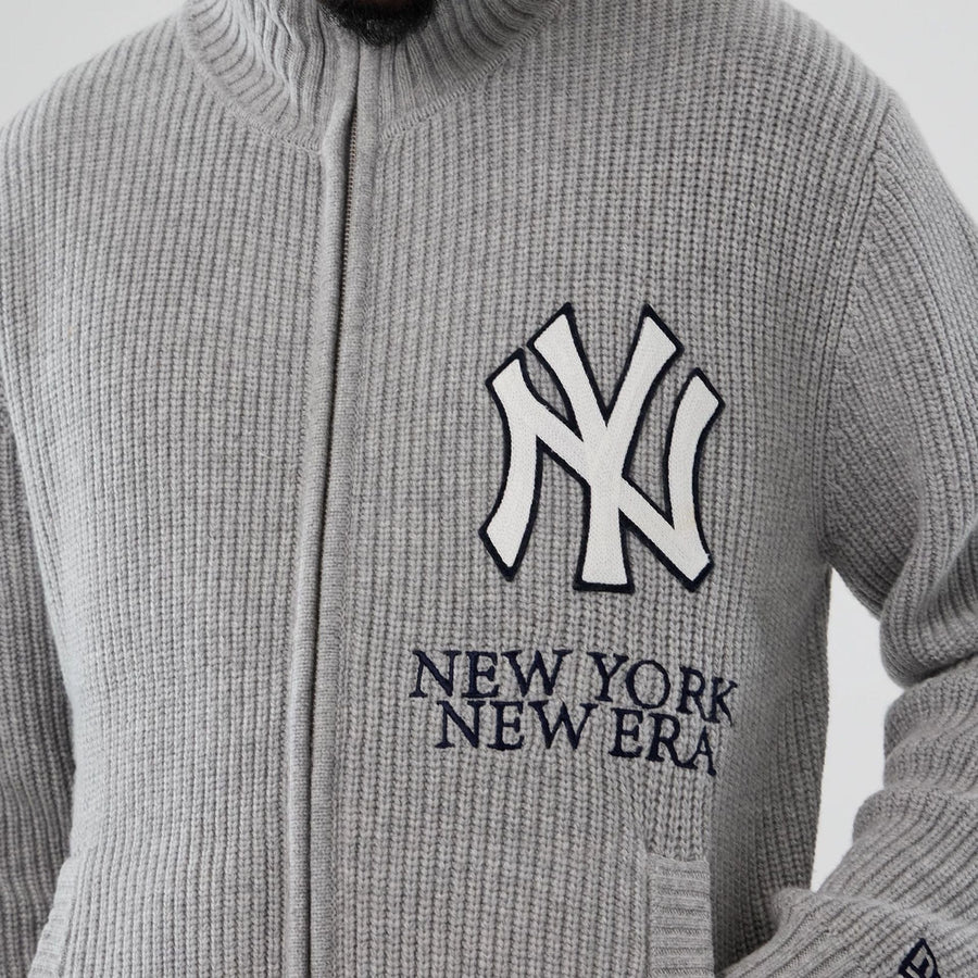 The Male model is wearing New York Yankees MLB Grey Cardigan  3