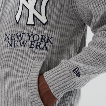 The Male model is wearing New York Yankees MLB Grey Cardigan 4
