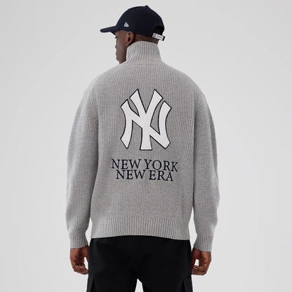 The Male model is wearing New York Yankees MLB Grey Cardigan  2