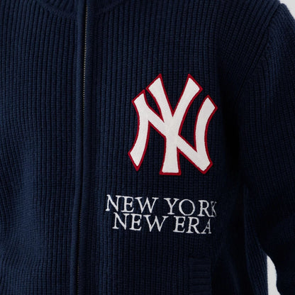 The Male model is wearing New York Yankees MLB Navy Cardigan  3