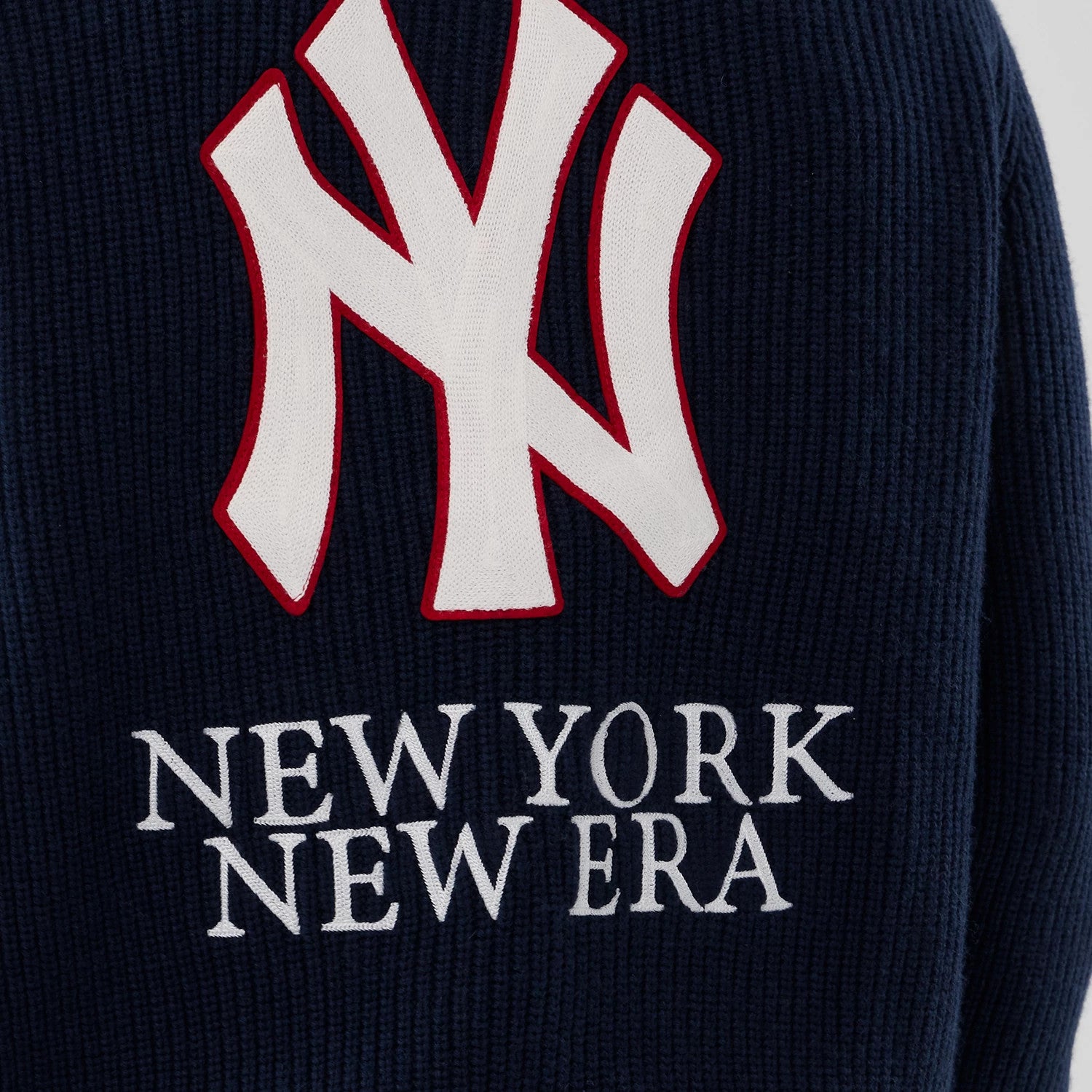 The Male model is wearing New York Yankees MLB Navy Cardigan 4