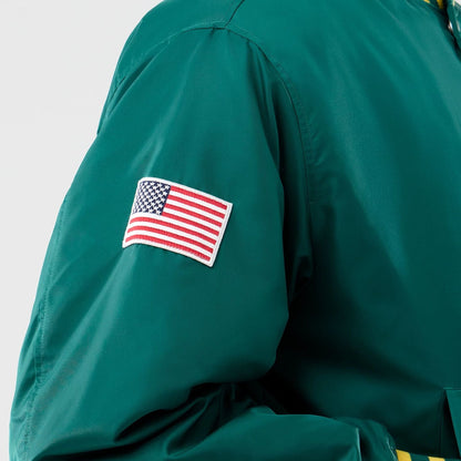 The Male model is wearing Oakland Athletics MLB Authentic Green Stadium Jacket  5