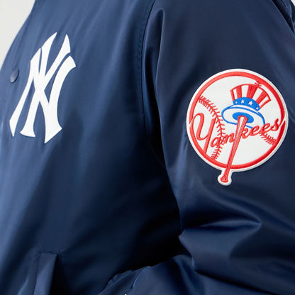 The Male model is wearing New York Yankees MLB Authentic Navy Stadium Jacket 3